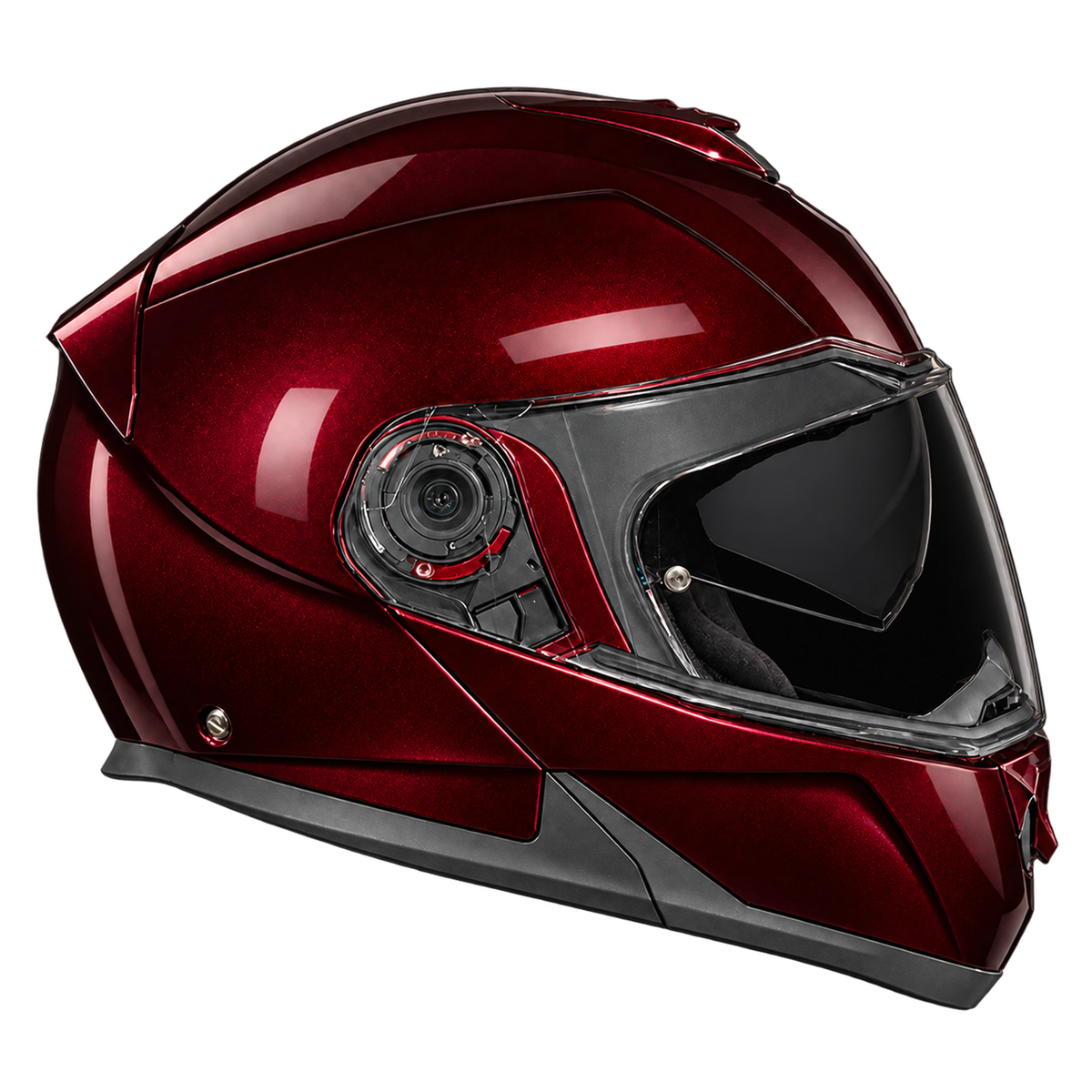 Daytona Glide Modular Motorcycle Helmet - DOT Approved, Bluetooth Ready, Dual Visor, Men/Women/Youth - Black Cherry