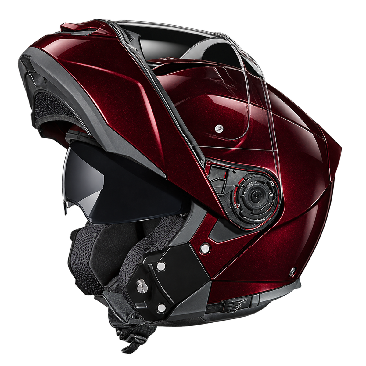 Daytona Glide Modular Motorcycle Helmet - DOT Approved, Bluetooth Ready, Dual Visor, Men/Women/Youth - Black Cherry