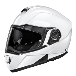Daytona Glide Modular Motorcycle Helmet - DOT Approved, Bluetooth Ready, Dual Visor, Men/Women/Youth - Hi-Gloss White