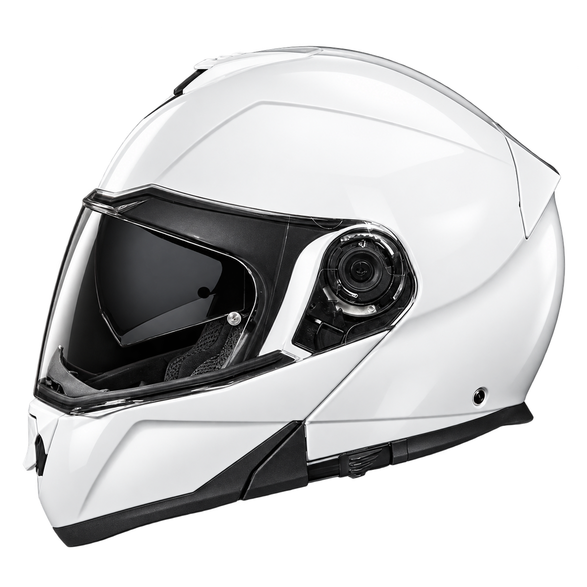 Daytona Glide Modular Motorcycle Helmet - DOT Approved, Bluetooth Ready, Dual Visor, Men/Women/Youth - Hi-Gloss White