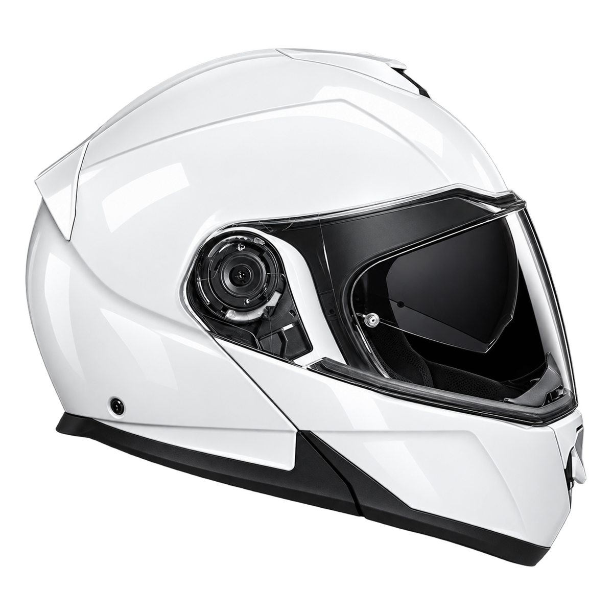 Daytona Glide Modular Motorcycle Helmet - DOT Approved, Bluetooth Ready, Dual Visor, Men/Women/Youth - Hi-Gloss White