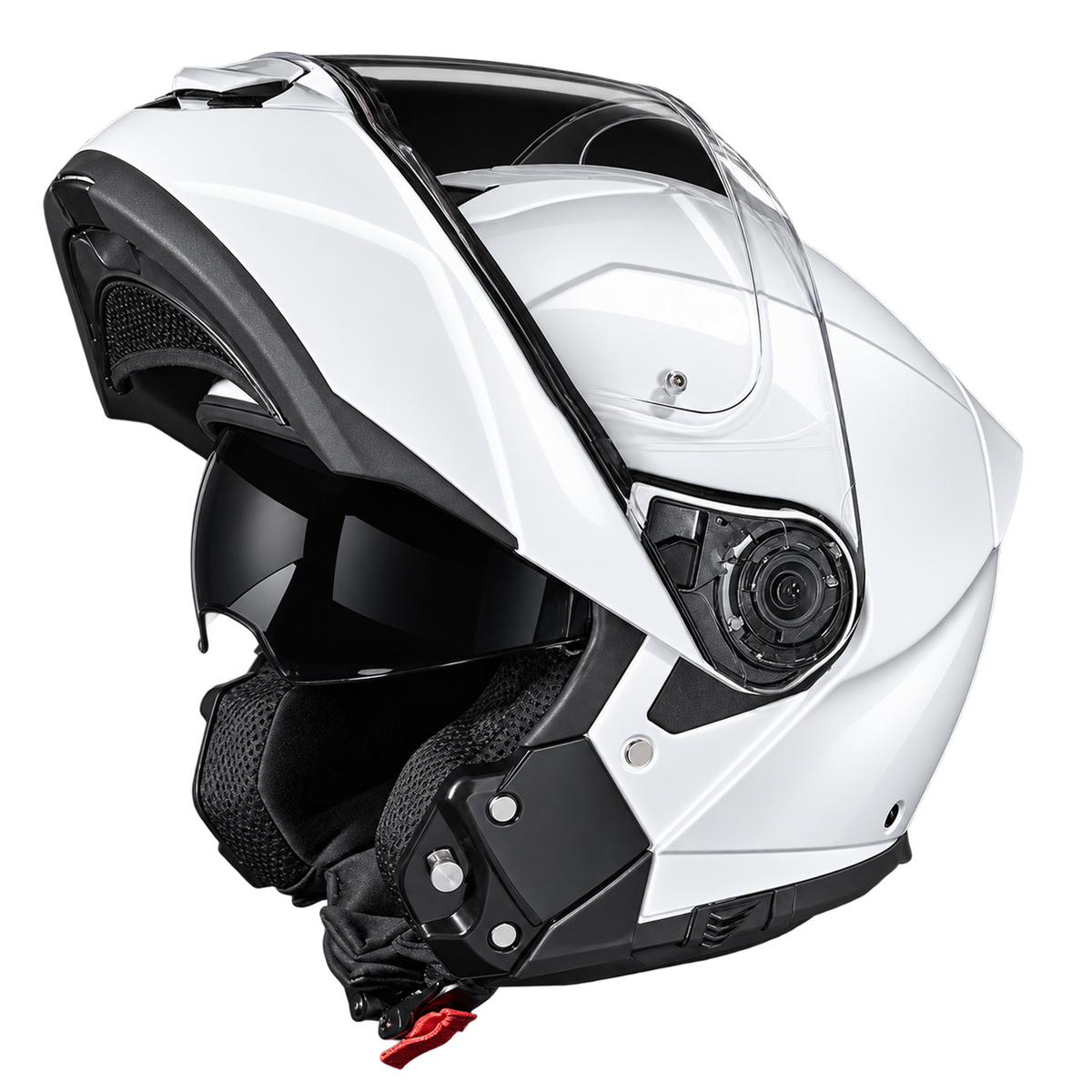 Daytona Glide Modular Motorcycle Helmet - DOT Approved, Bluetooth Ready, Dual Visor, Men/Women/Youth - Hi-Gloss White