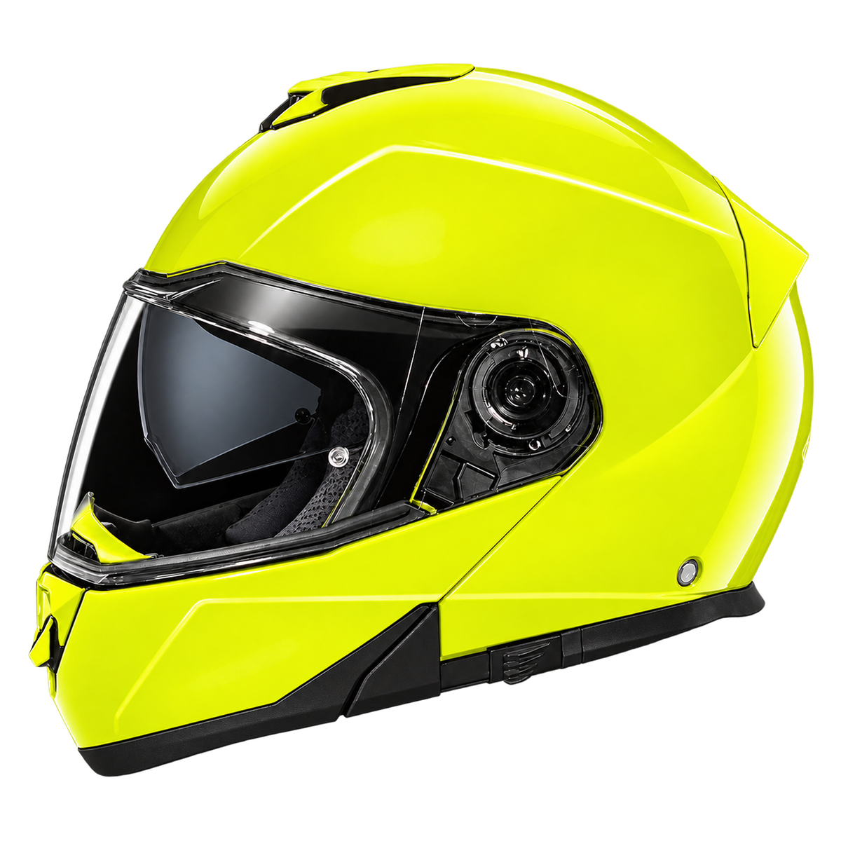 Daytona Glide Modular Motorcycle Helmet - DOT Approved, Bluetooth Ready, Dual Visor, Men/Women/Youth - Fluorescent Yellow