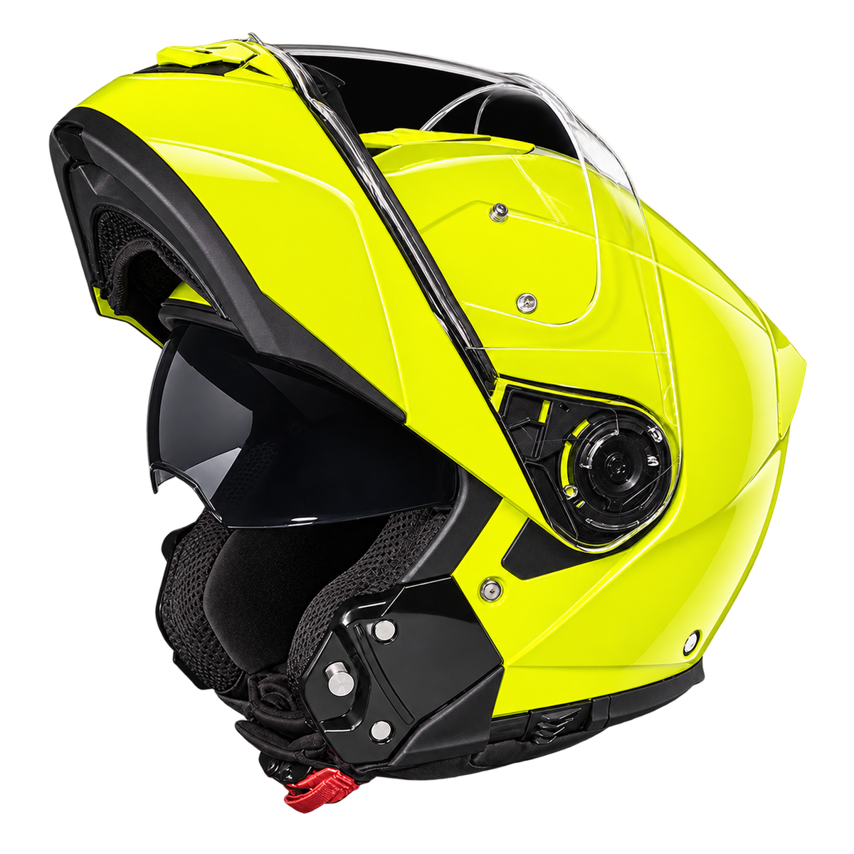 Daytona Glide Modular Motorcycle Helmet - DOT Approved, Bluetooth Ready, Dual Visor, Men/Women/Youth - Fluorescent Yellow
