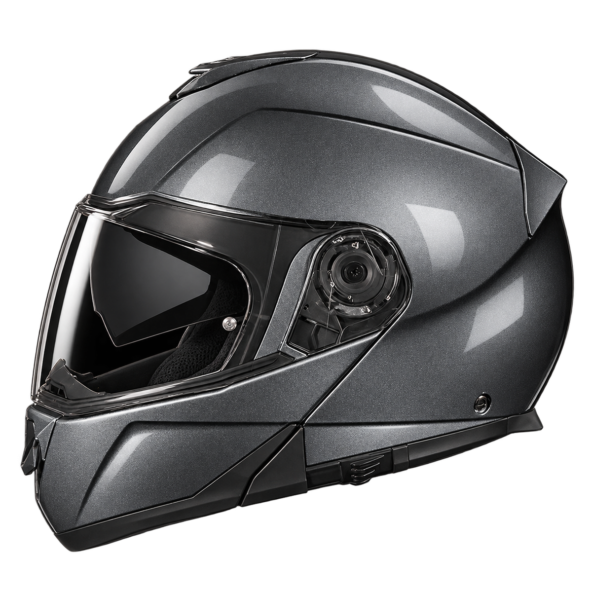 Daytona Glide Modular Motorcycle Helmet - DOT Approved, Bluetooth Ready, Dual Visor, Men/Women/Youth - Gun Metal Grey Metallic