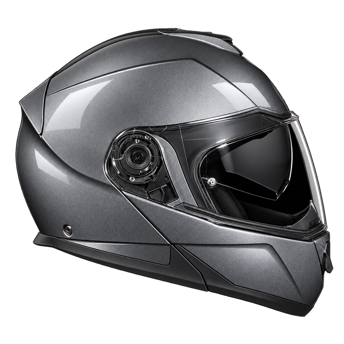 Daytona Glide Modular Motorcycle Helmet - DOT Approved, Bluetooth Ready, Dual Visor, Men/Women/Youth - Gun Metal Grey Metallic