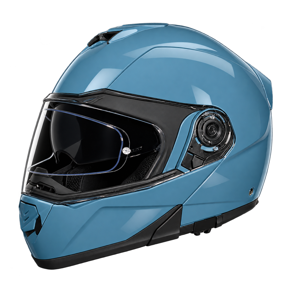 Daytona Glide Modular Motorcycle Helmet - DOT Approved, Bluetooth Ready, Dual Visor, Men/Women/Youth- Shark Blu