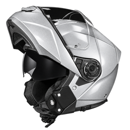 Daytona Glide Modular Motorcycle Helmet - DOT Approved, Bluetooth Ready, Dual Visor, Men/Women/Youth- Silver Metallic