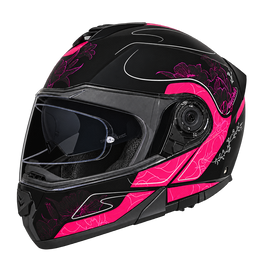 Daytona Glide Modular Motorcycle Helmet - DOT Approved, Bluetooth Ready, Dual Visor, Men/Women/Youth - W/ Flowers