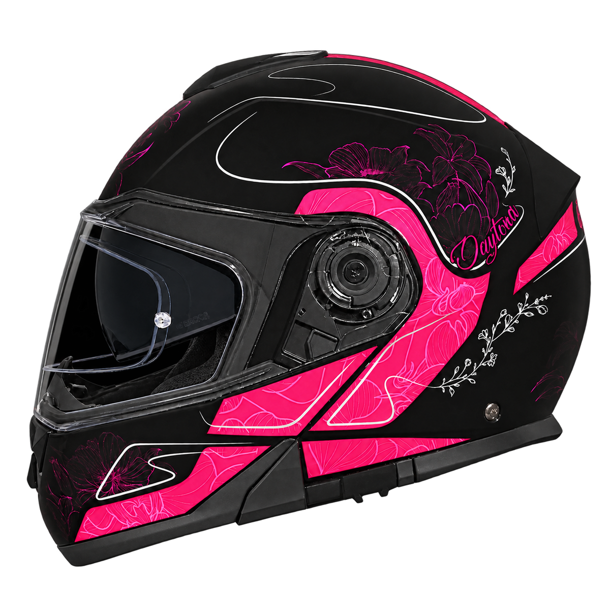 Daytona Glide Modular Motorcycle Helmet - DOT Approved, Bluetooth Ready, Dual Visor, Men/Women/Youth - W/ Flowers