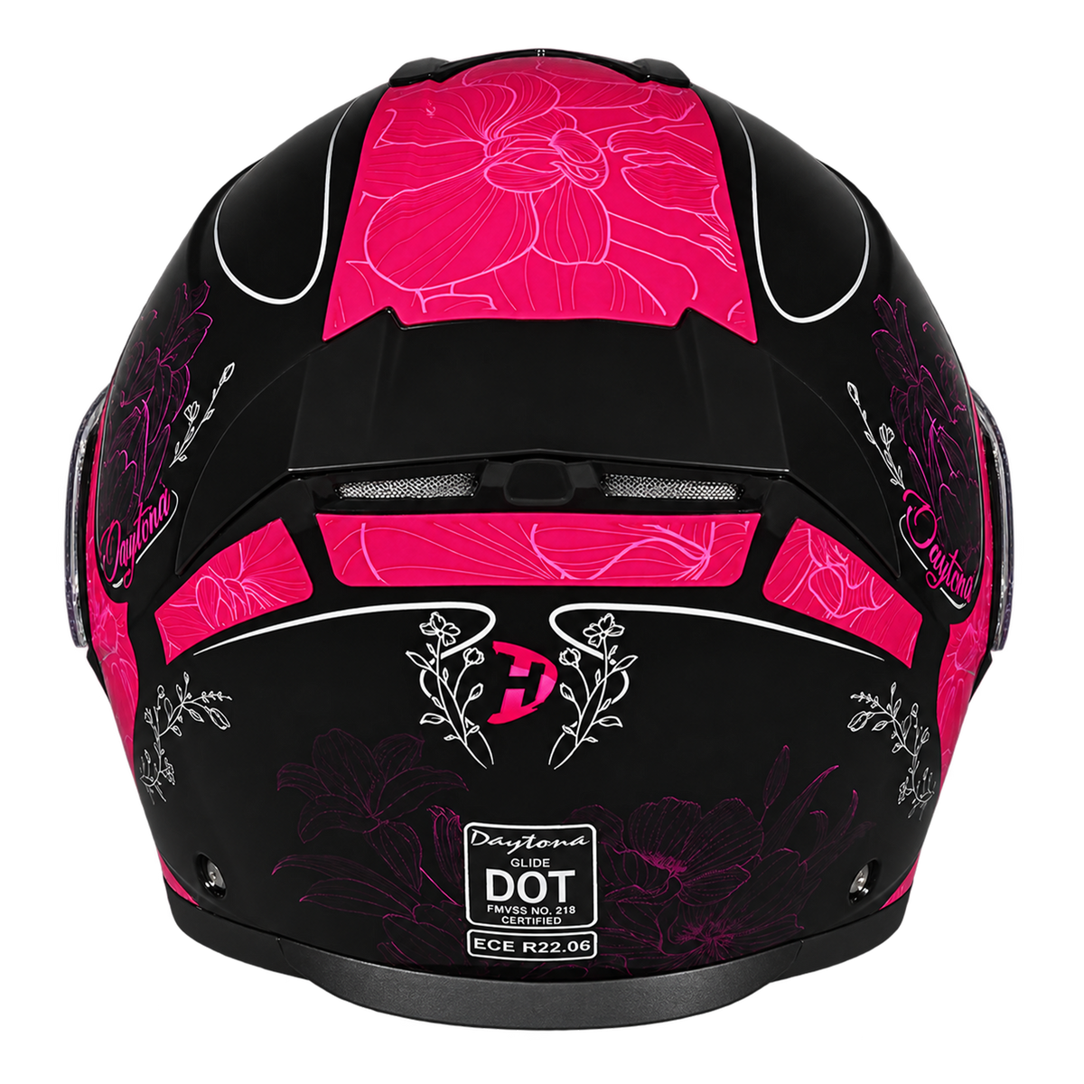 Daytona Glide Modular Motorcycle Helmet - DOT Approved, Bluetooth Ready, Dual Visor, Men/Women/Youth - W/ Flowers
