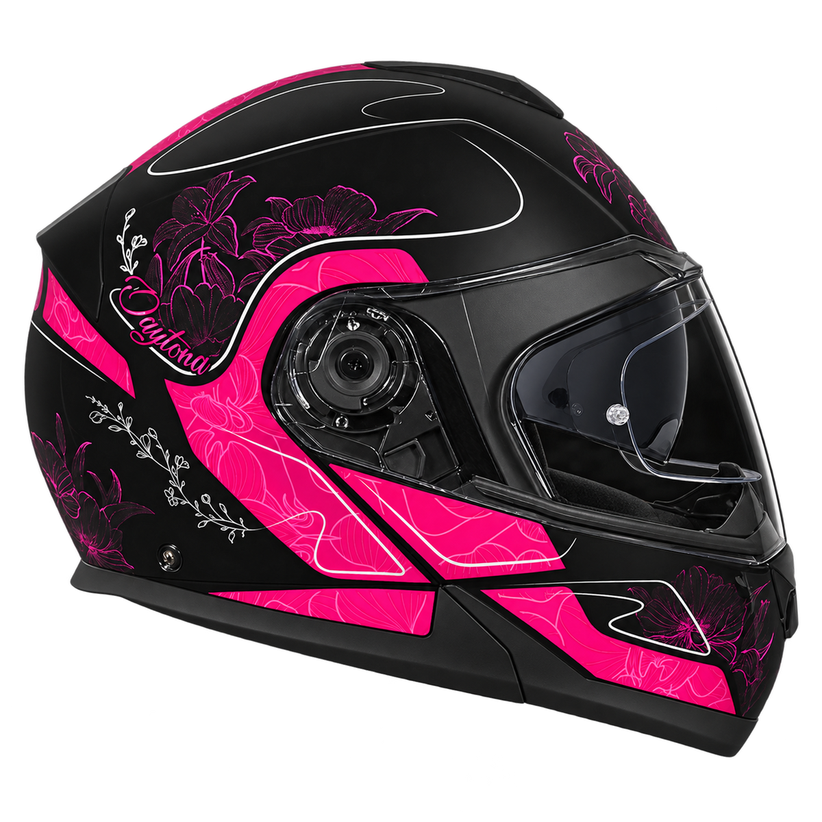 Daytona Glide Modular Motorcycle Helmet - DOT Approved, Bluetooth Ready, Dual Visor, Men/Women/Youth - W/ Flowers