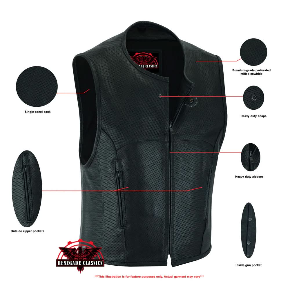 Zone Mens Leather Motorcycle Vest