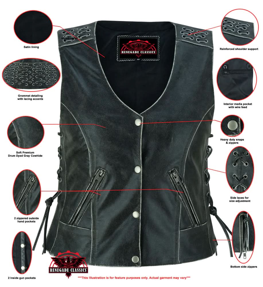 Ellex™ Women's leather motorcycle vest