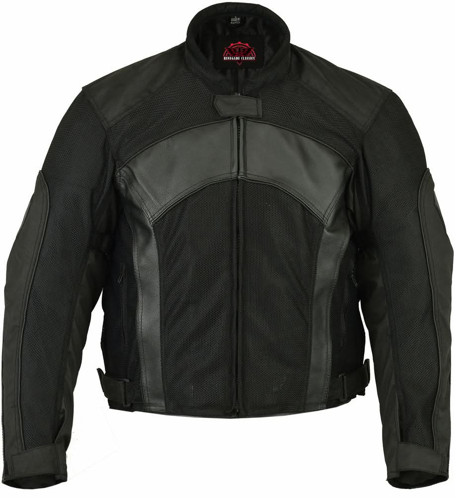 Flow Skin™ Mens Leather & Mesh Motorcycle Jacket