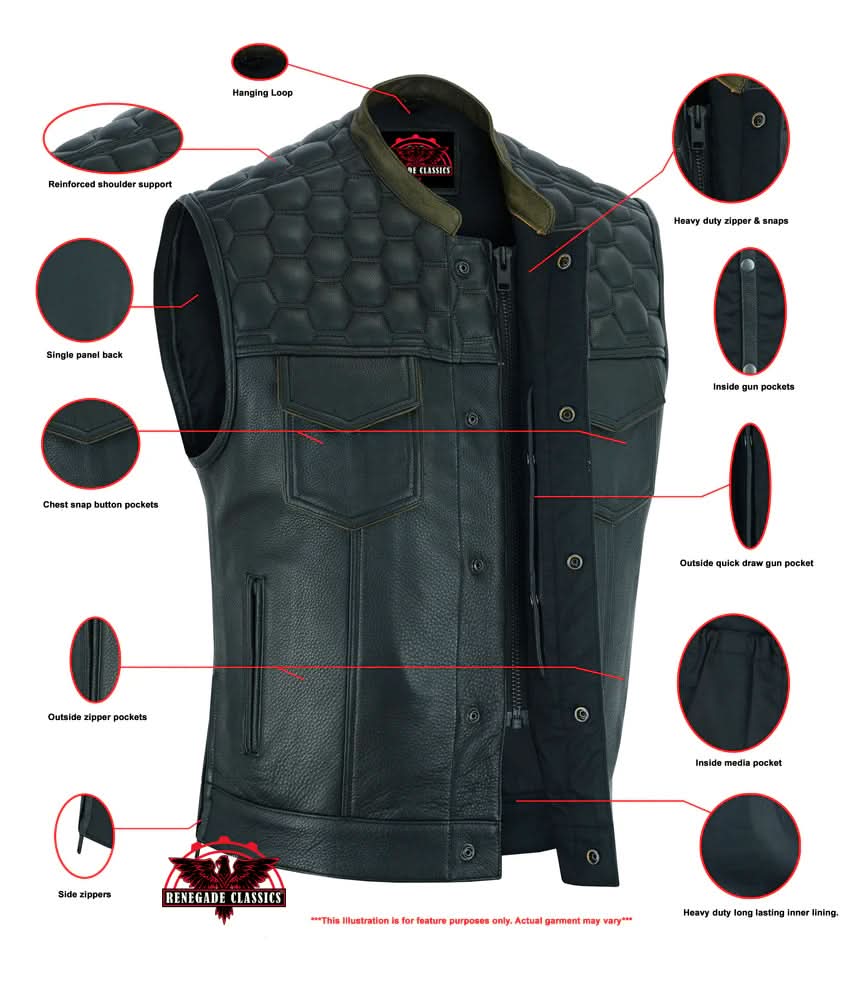 Shadow Shield Mens Motorcycle Leather Vest