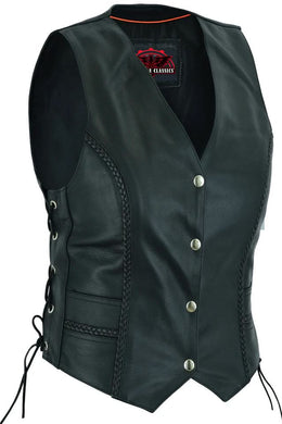 Blackthorn™ Women's leather motorcycle vest - Black