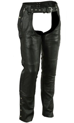 Rider Shield Black leather motorcycle chaps - Black Chaps & Pants Renegade Classics