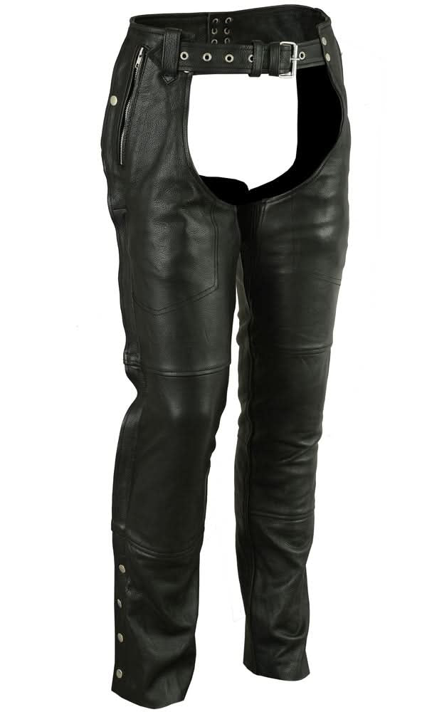 Rider Shield Black leather motorcycle chaps - Black Chaps & Pants Renegade Classics