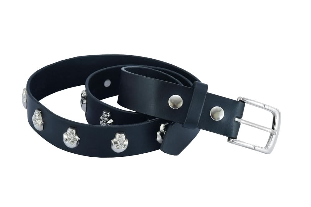 BLT Skull Heads Black Genuine Leather Belt Biker Accessories Renegade Classics