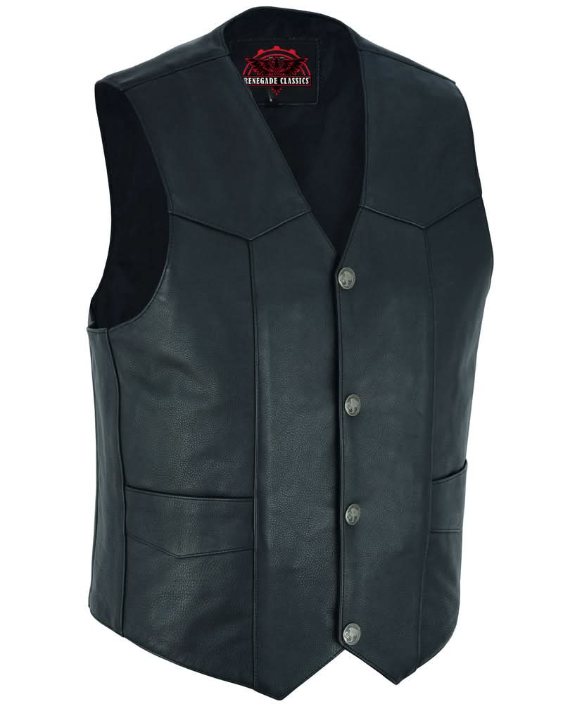Back Line™ Mens Leather Motorcycle Vest