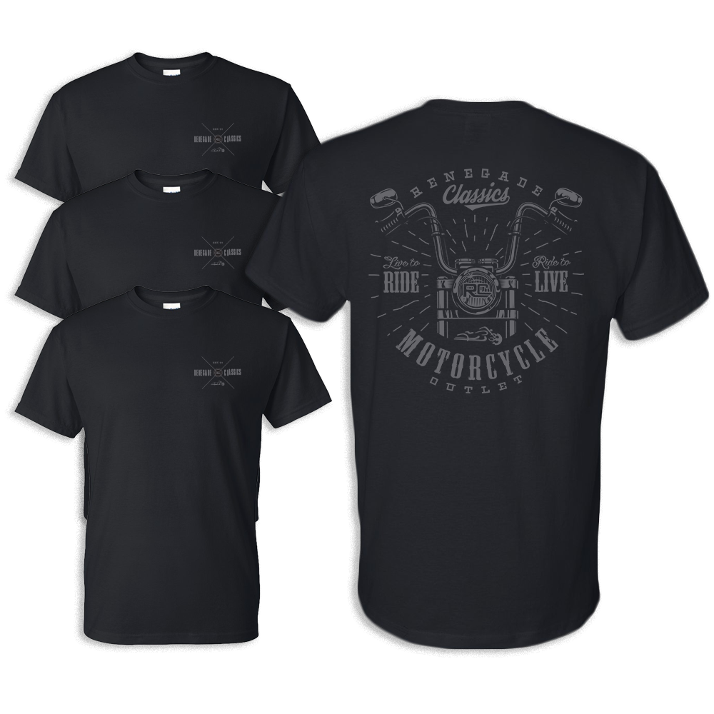 RC Handlebar Black Mens Motorcycle T-Shirt Men's Shirts Renegade Classics