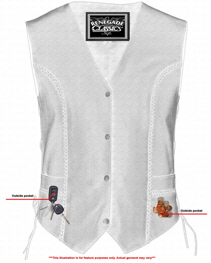 Enchantia Women's leather motorcycle vest Women's Leather Vests Renegade Classics