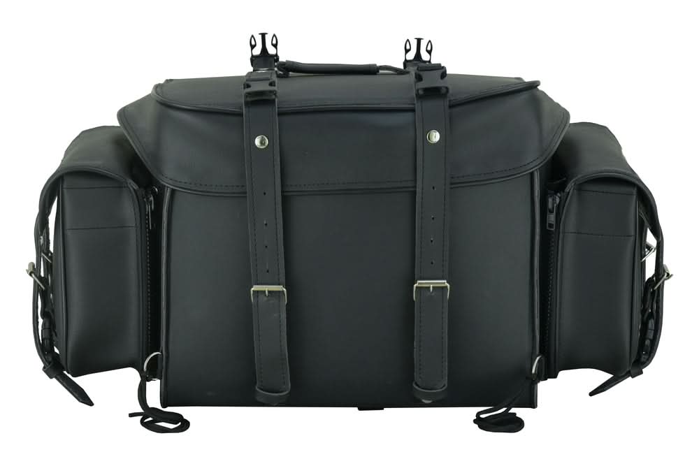 DS Leather Black PVC Large Four Piece Motorcycle Touring Tail Bag Sissy Bar Bags Renegade Classics