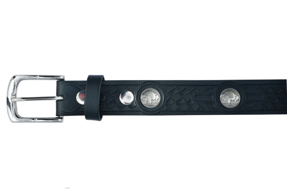 BLT Classic Black Leather Belt with Buffalo Nickel Biker Accessories Renegade Classics