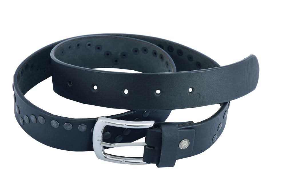 BLT Super Cool Curved Pattern Studded Leather Belt Biker Accessories Renegade Classics