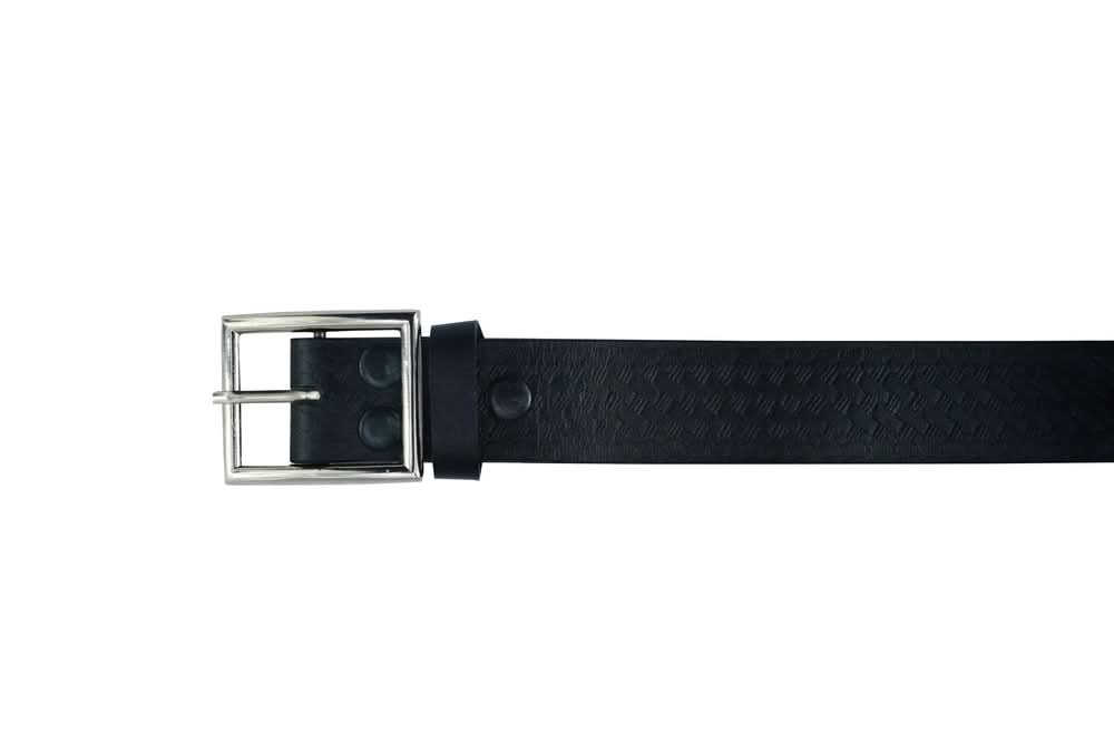 BLT Timeless Black Basket Weave Pattern Leather Belt Biker Accessories Renegade Classics