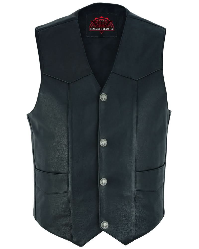 Back Line™ Mens Leather Motorcycle Vest
