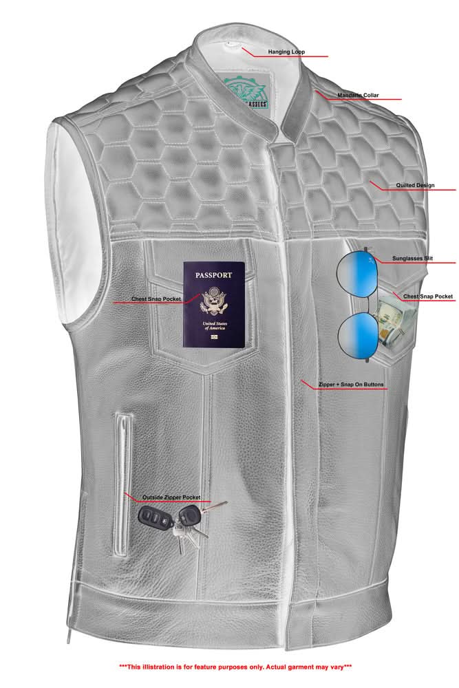Shadow Shield Mens Motorcycle Leather Vest