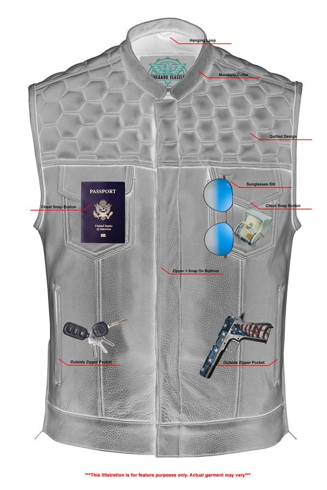 Shadow Shield Mens Motorcycle Leather Vest
