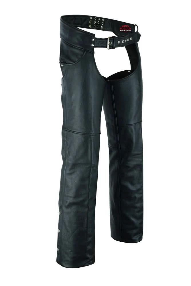 Wrangler™ leather motorcycle chaps - Black