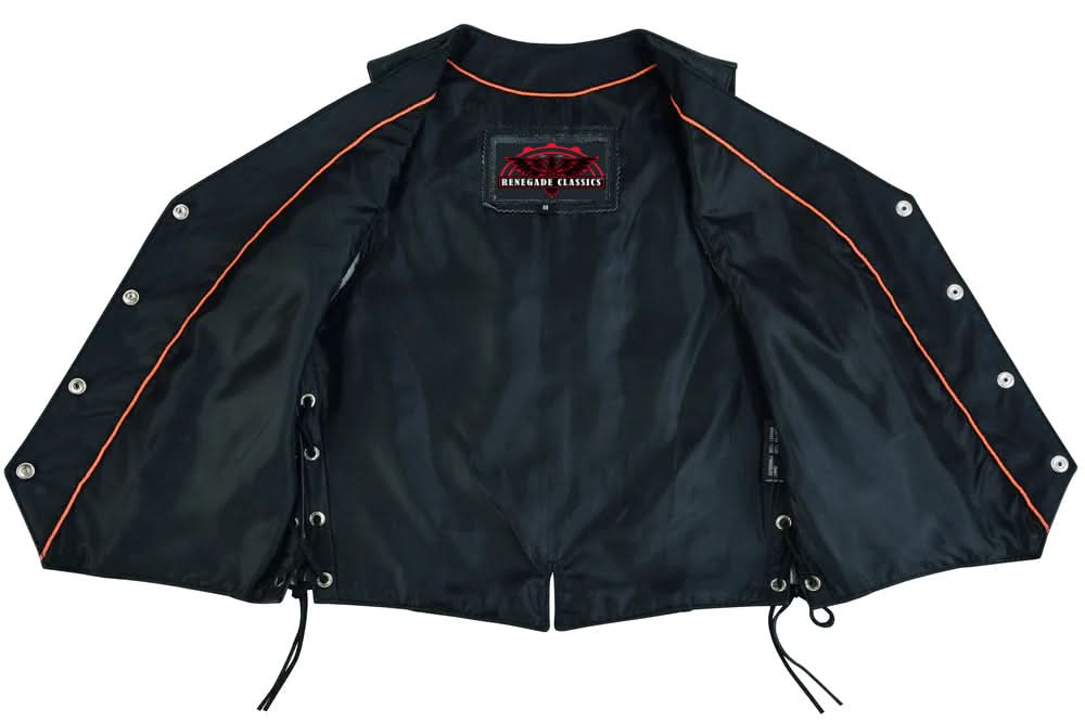 Blackthorn™ Women's leather motorcycle vest - Black