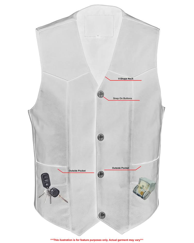 Back Line™ Mens Leather Motorcycle Vest