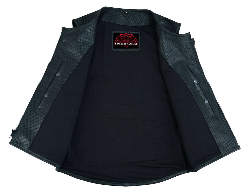Zone Mens Leather Motorcycle Vest