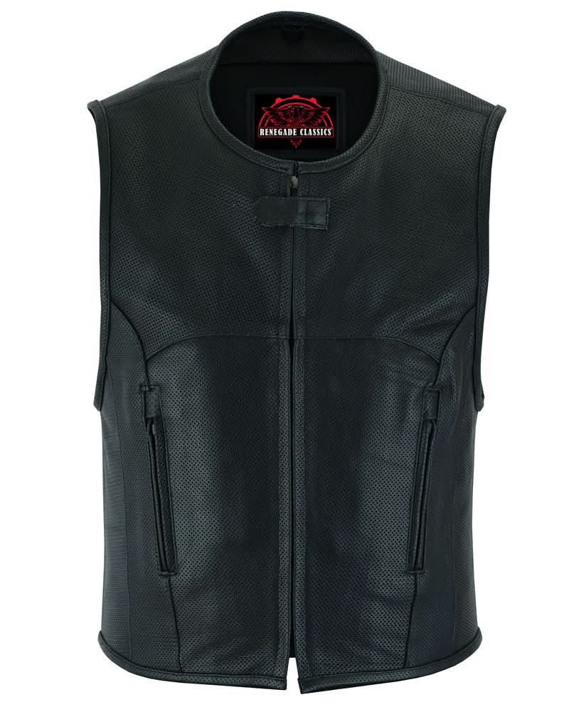 Zone Mens Leather Motorcycle Vest