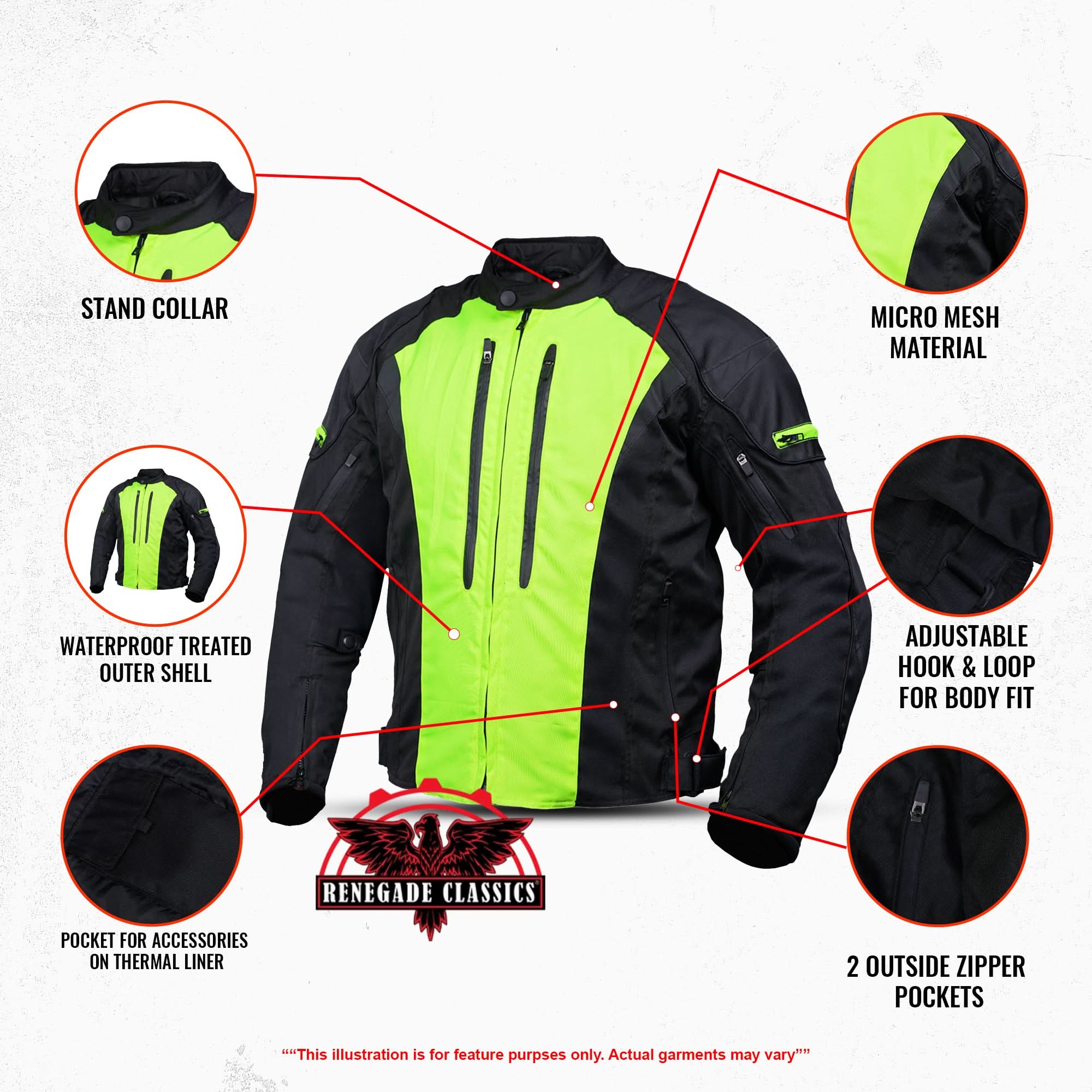 Impact™ Hi-Viz Mens  Mesh  Motorcycle Jacket