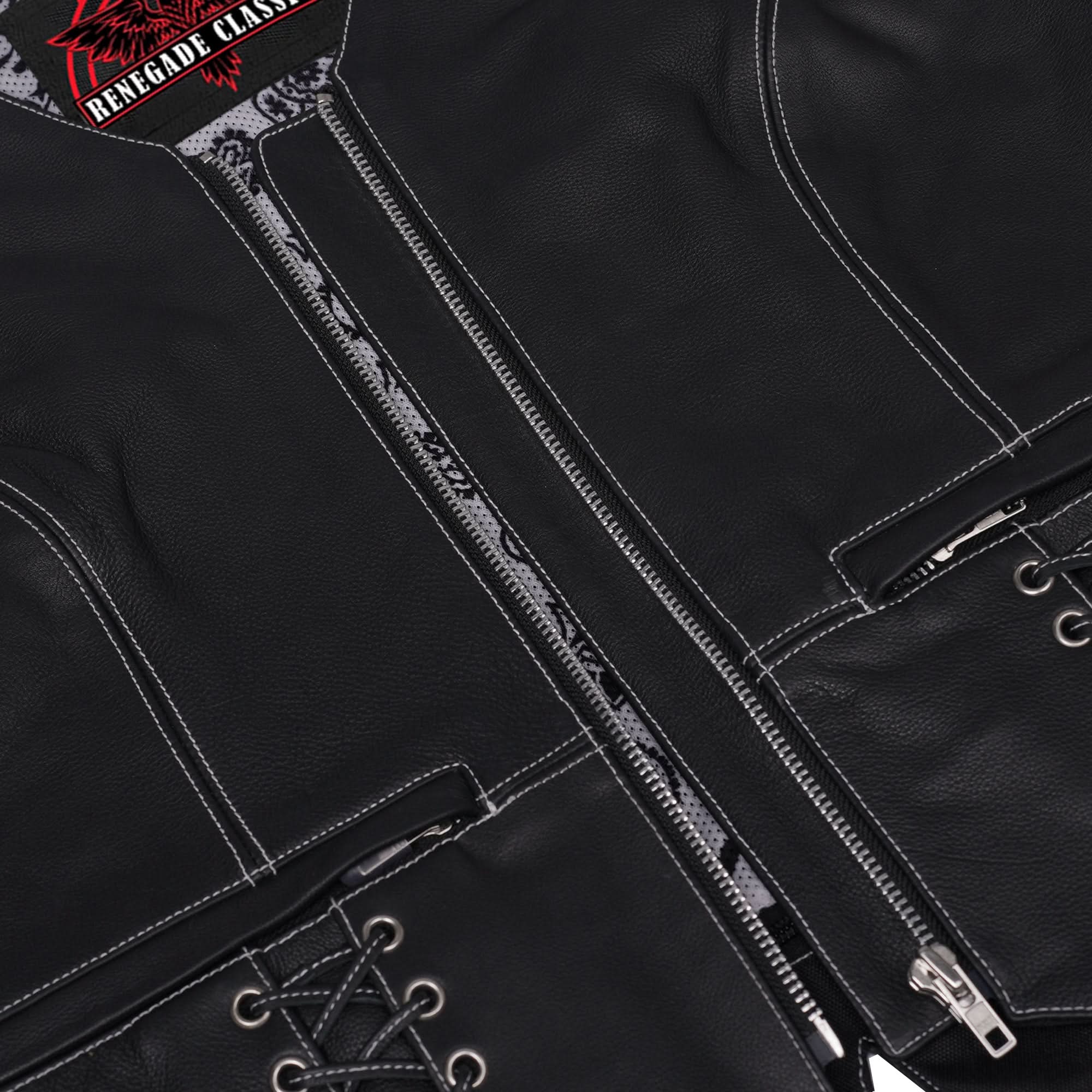 Rhinestone Womens Leather Motorcycle Vest