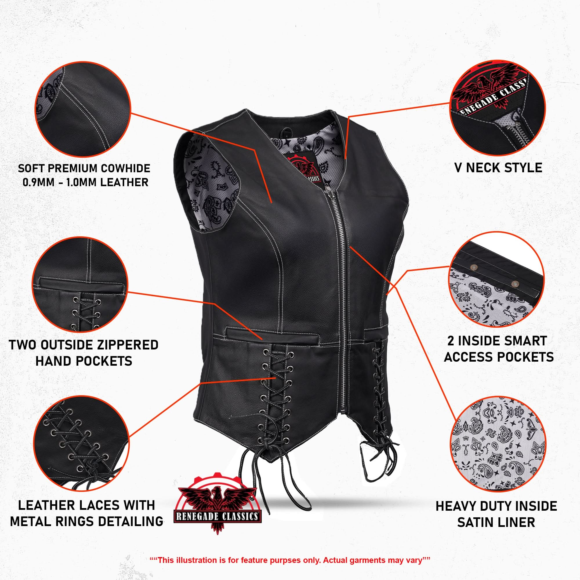 Rhinestone Womens Leather Motorcycle Vest