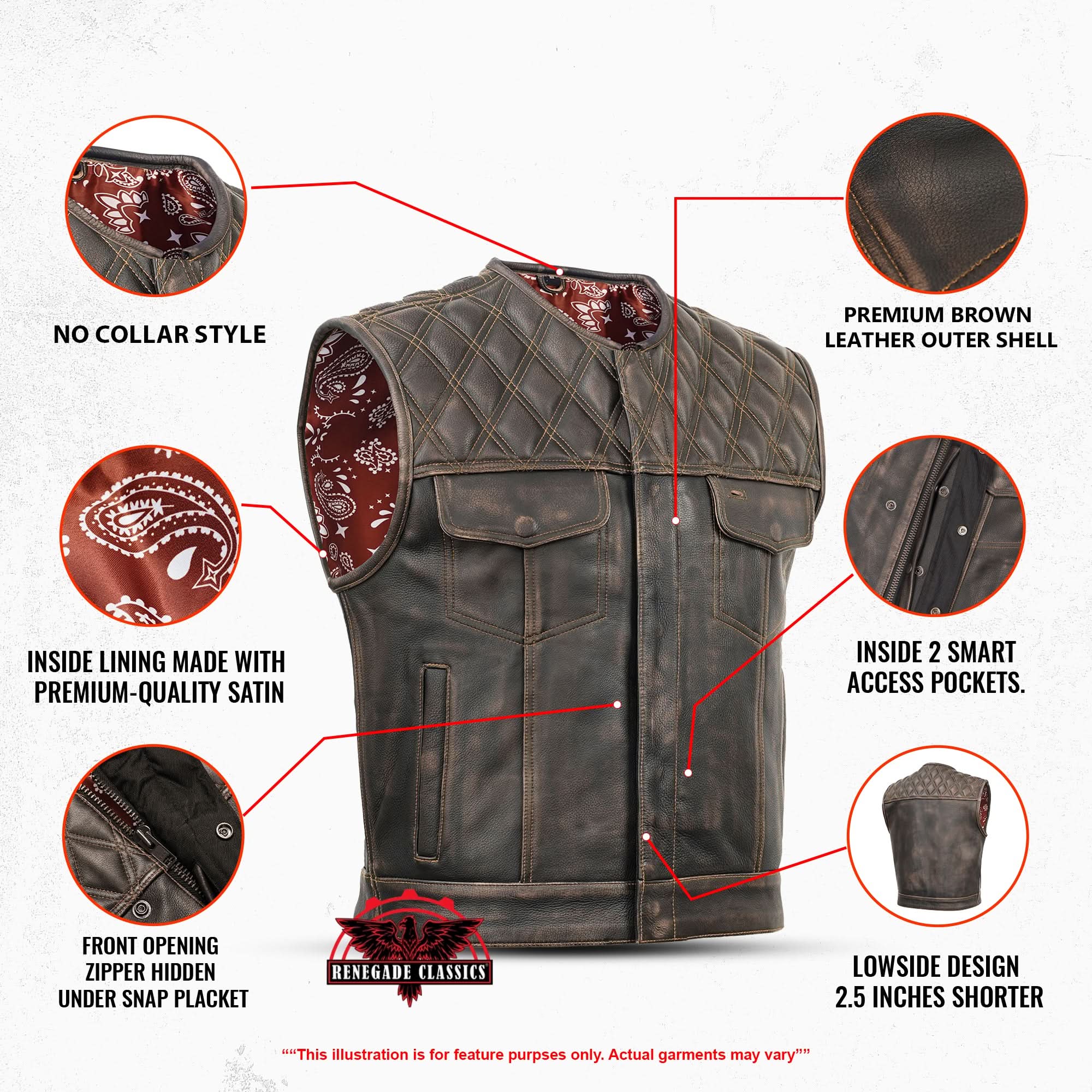 Liberty Knight™ - Lowcut Blaze Lowside Men's Leather Vest