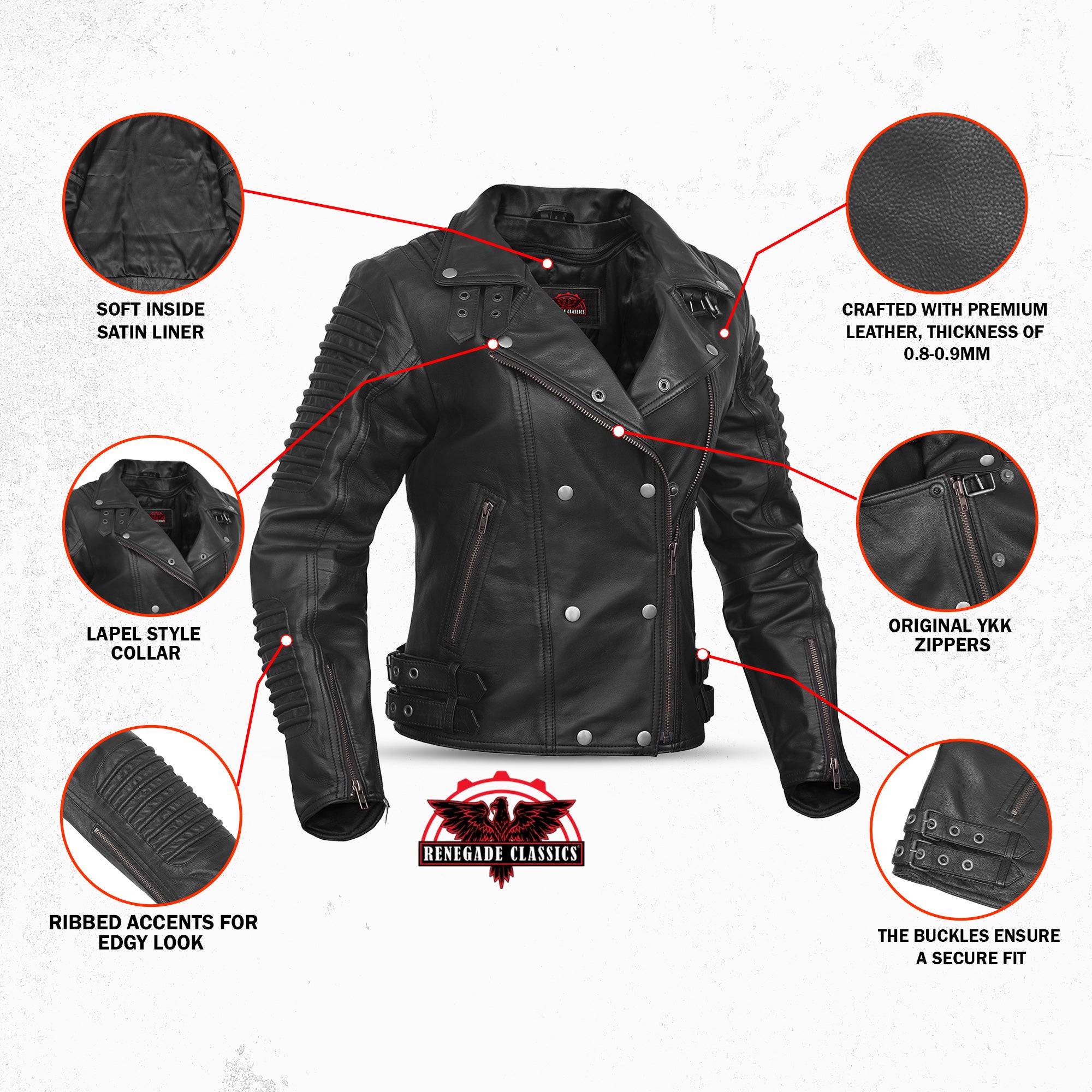 Shadow Queen™ Women's Black Fashion Leather Jacket