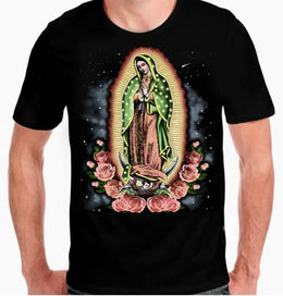 Virgen de Guadalupe Roses & Glitter Graphic Tee