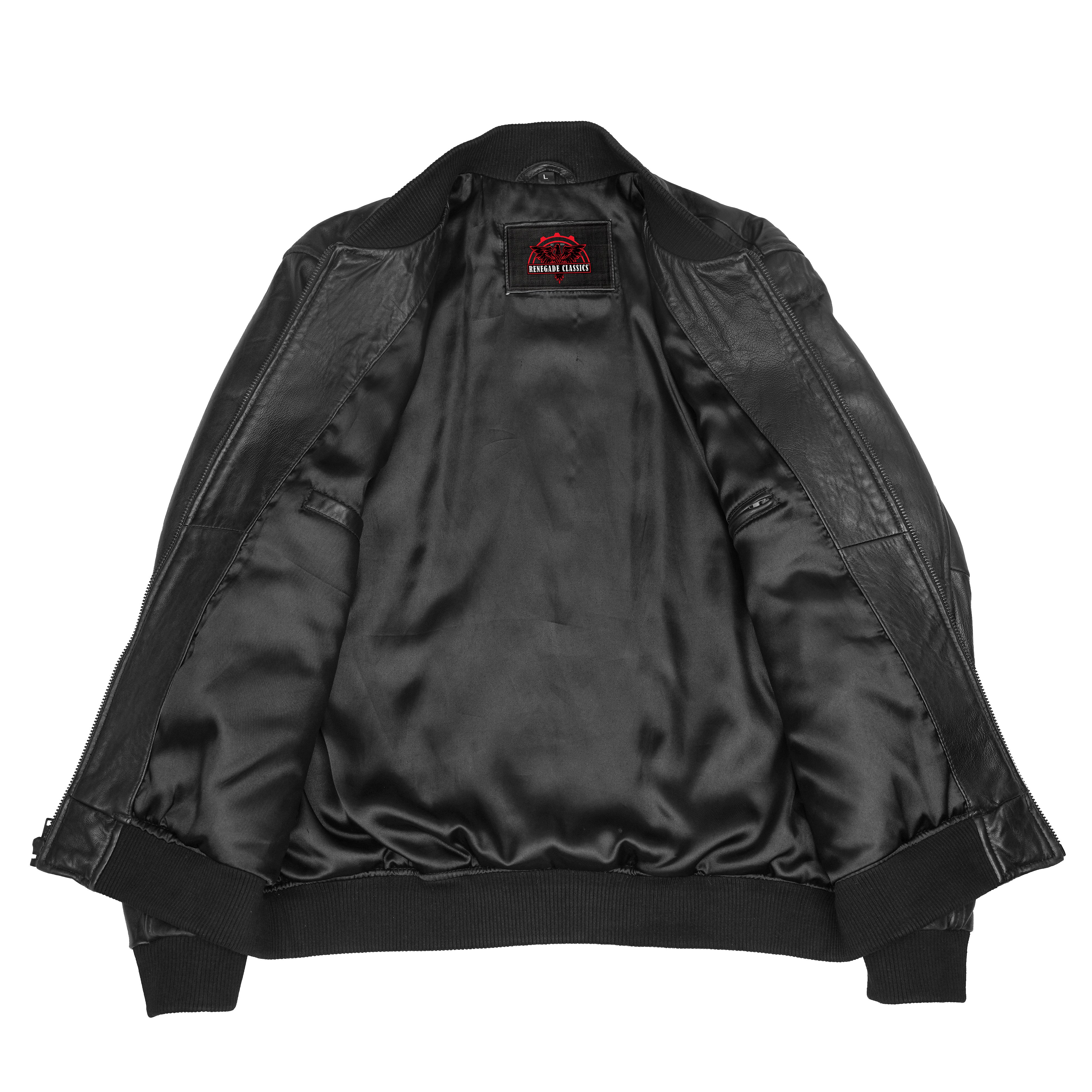 York™ Men's Fashion Black Leather Bomber Jacket