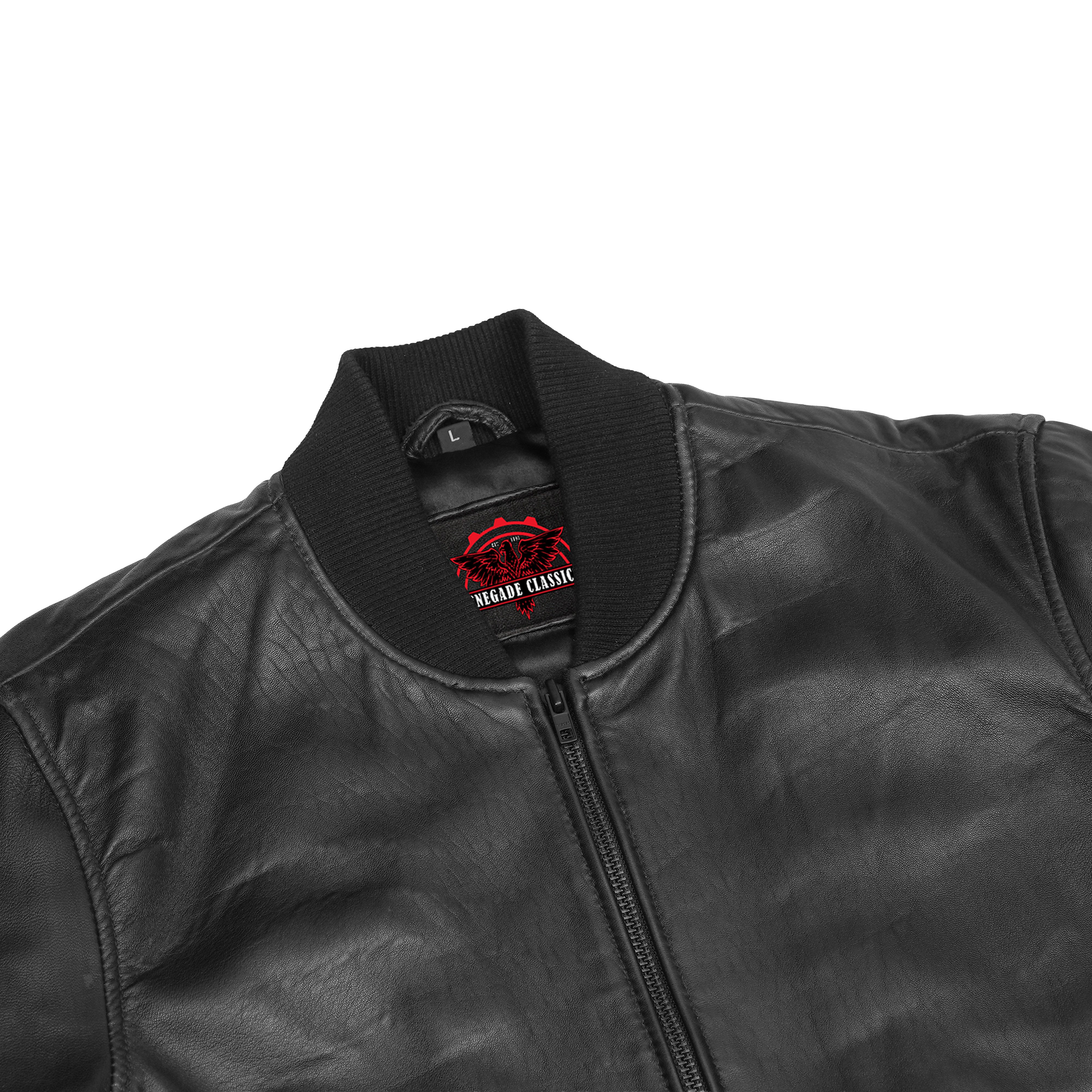York™ Men's Fashion Black Leather Bomber Jacket