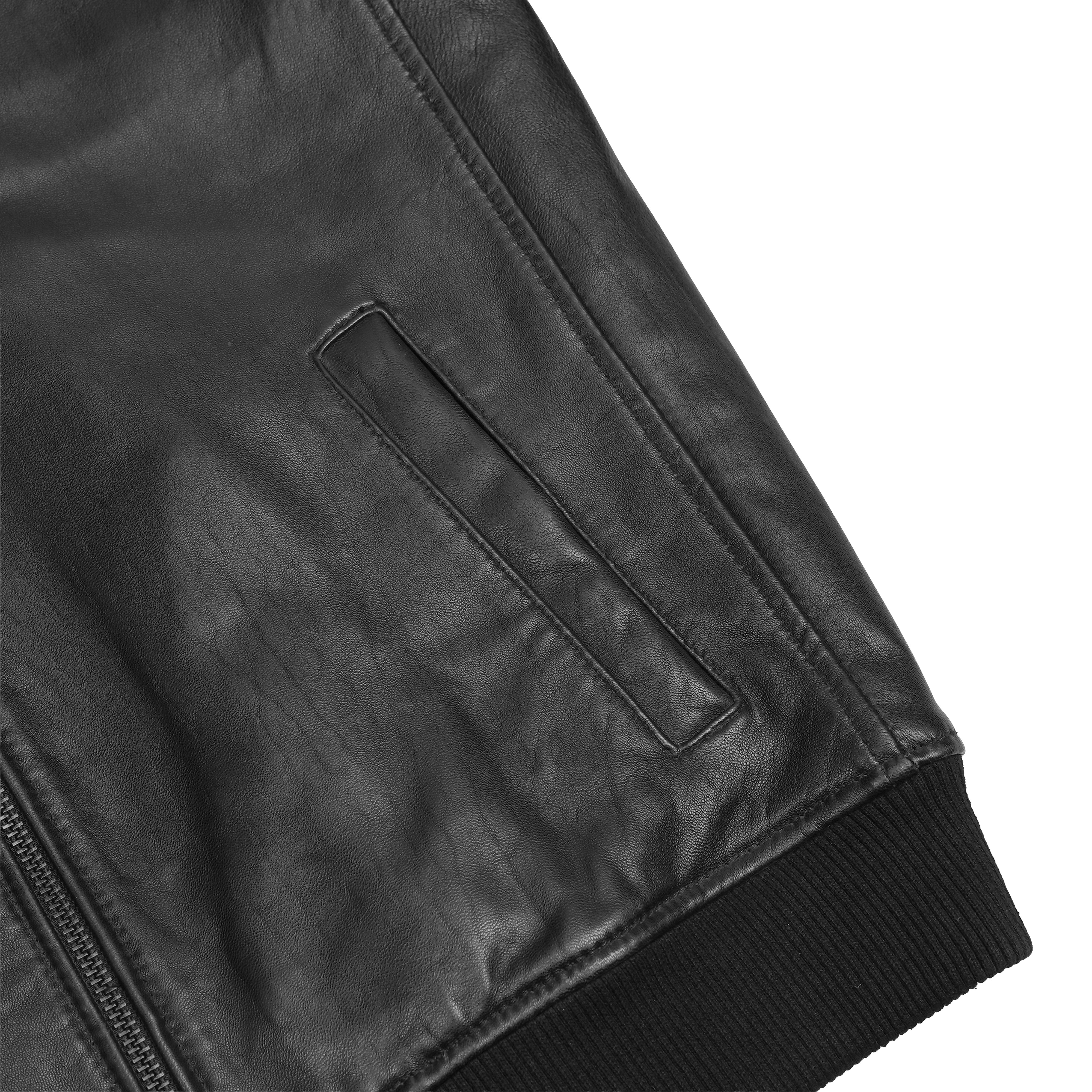 York™ Men's Fashion Black Leather Bomber Jacket