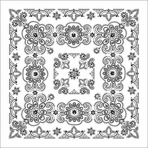 BD2506 Bandana Texas Paisley White [27" x27"]