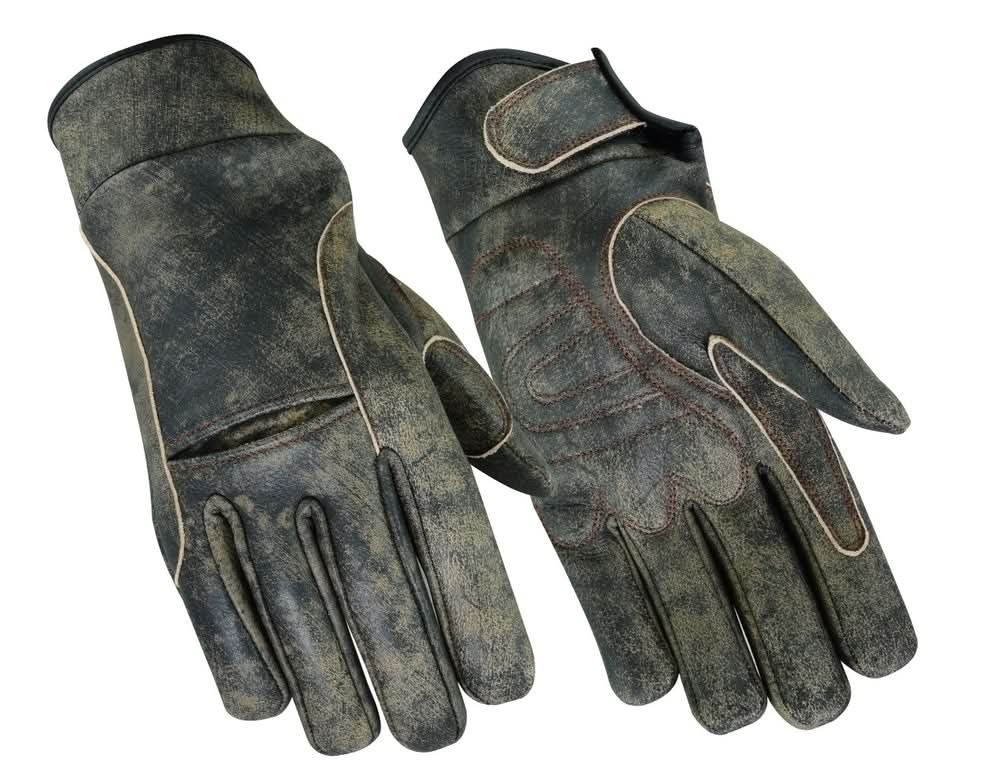Burnished™ Men's leather motorcycle gloves - Brown